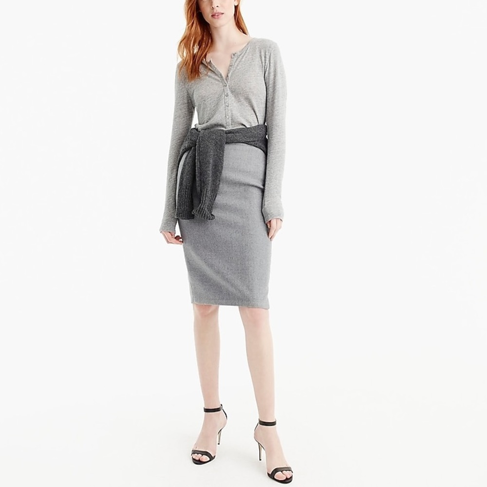 j.crew | the pencil skirt double serge wool light grey 6